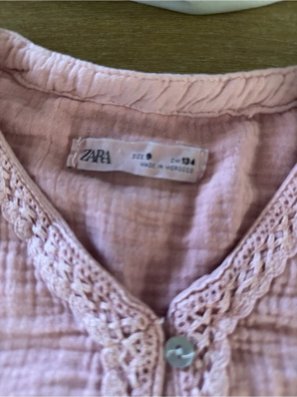 Zara Pink Crochet-Trim Button Front Top